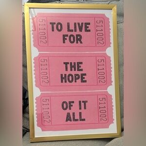 Framed Pink Ticket Art